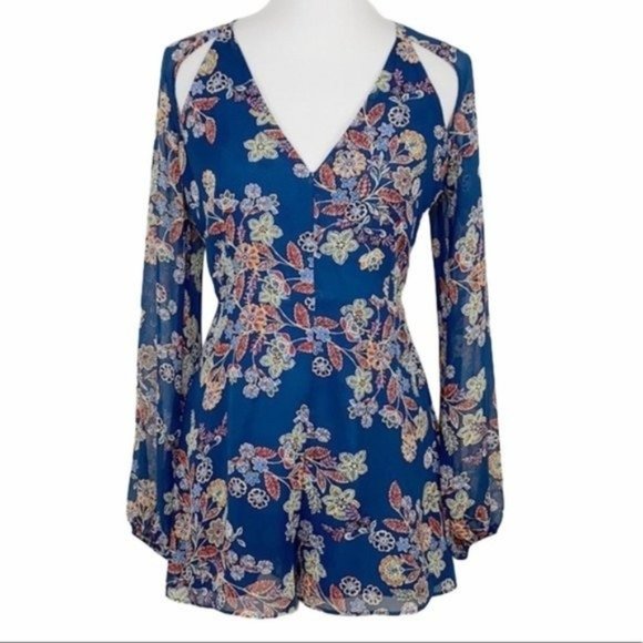 Line & Dot Pants - Line + Dot Navy Floral Romper